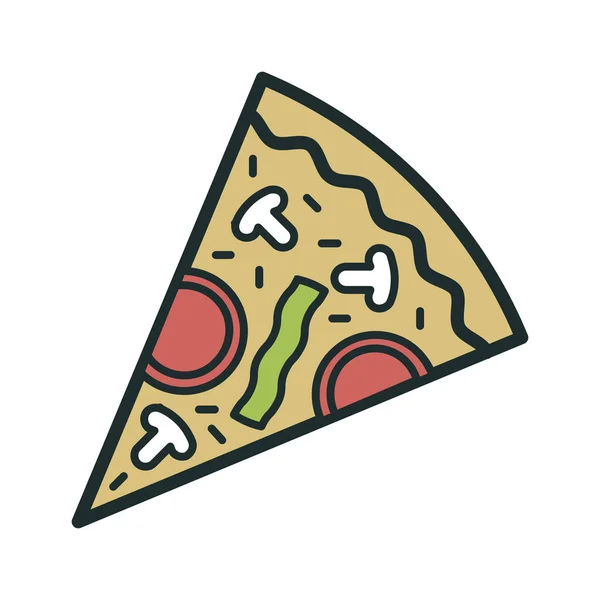 Icono Pizza Italiana Comida Rápida Estilo Contorno Lleno — Vector de stock