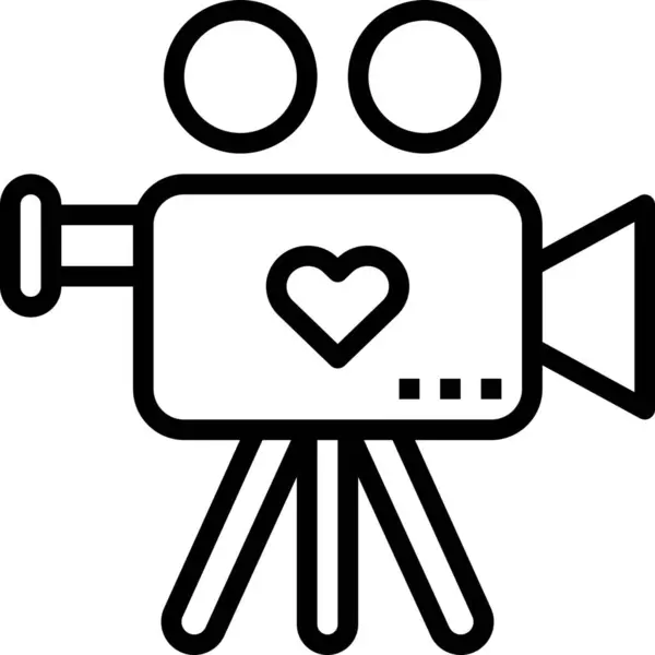 Αγάπη Εικονίδιο Βίντεο Παρουσίαση Στυλ Περίγραμμα — Διανυσματικό Αρχείο