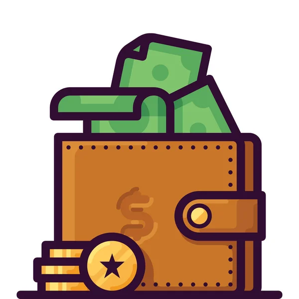Cash Coin Currency Icon Filled Outline Style — Stock Vector