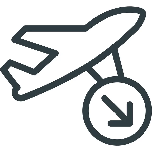 轮廓式的飞行着陆飞机图标 — 图库矢量图片