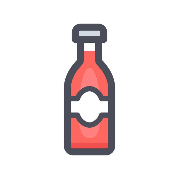 Icono Color Botella Bebida Estilo Contorno Lleno — Vector de stock
