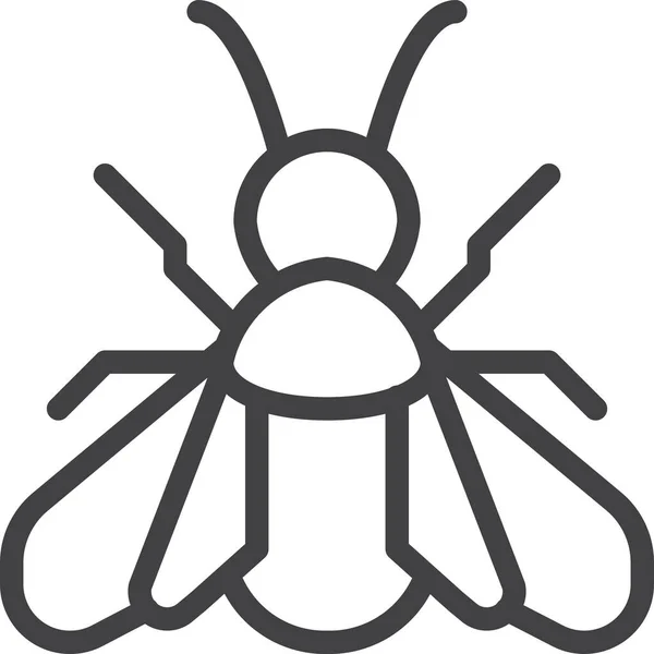 Icône Insecte Mouche Abeille Dans Style Contour — Image vectorielle