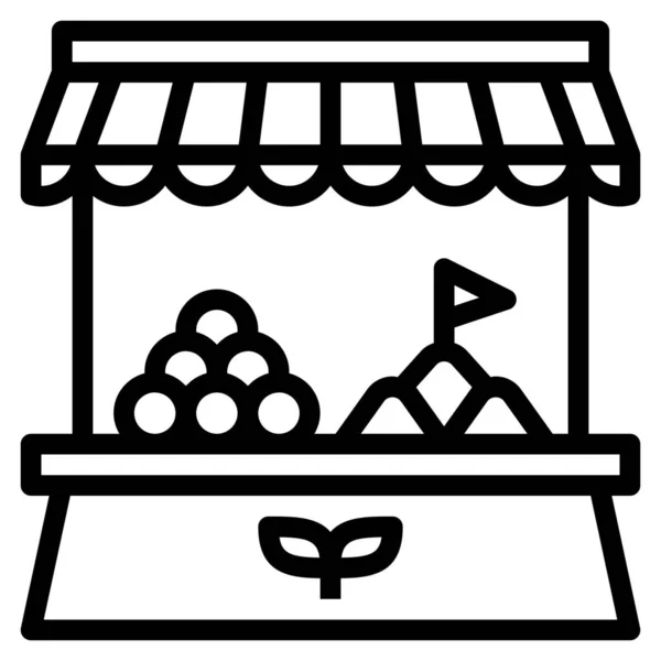 Icona Del Mercato Alimentare Contadino Stile Outline — Vettoriale Stock