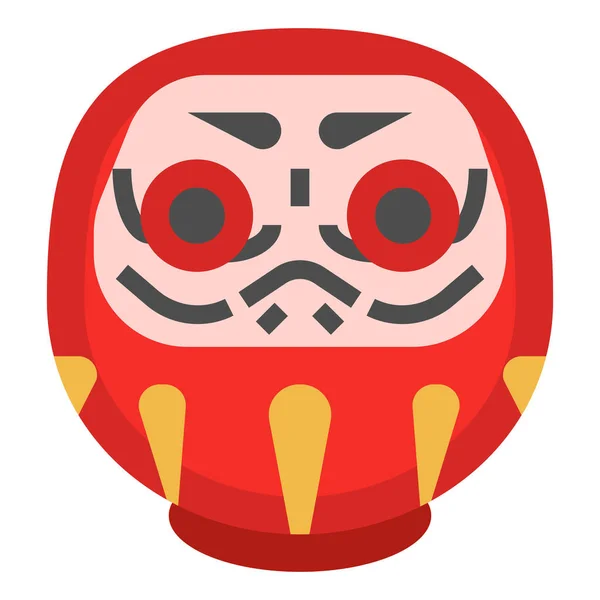 Cultures Daruma Fortune Icon Flat Style — Stock Vector