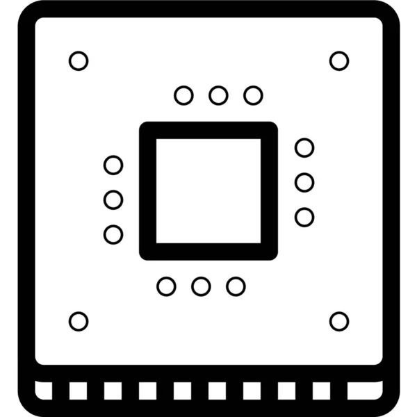 Chip Cpu Processor Ikon Kontur Stil — Stock vektor