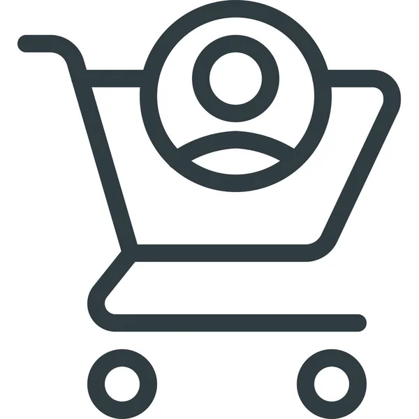 Comprar Icono Tienda Carrito Estilo Esquema — Archivo Imágenes Vectoriales