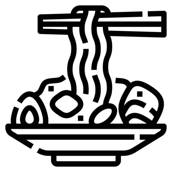 Egg Noodles Pork Icon Outline Style — Stock Vector