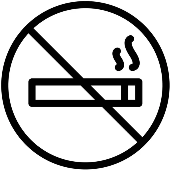 Zigaretten Ikone Outline Stil Verboten — Stockvektor