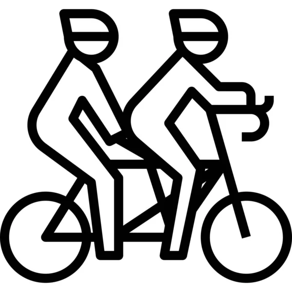 Bicycling Couple Cycling Icon — Stock Vector