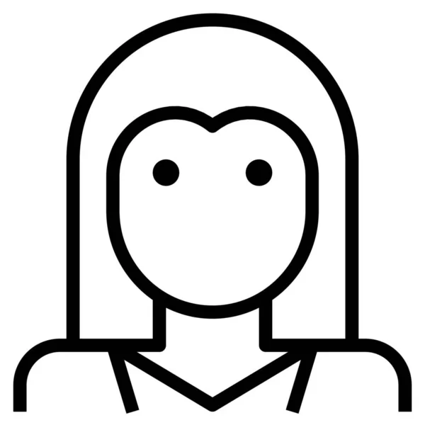 Avatar Visage Icône Cheveux Dans Style Outline — Image vectorielle