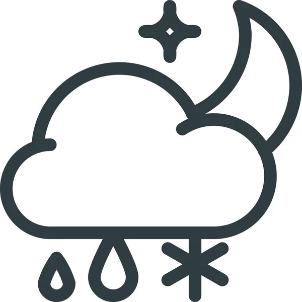 Cloud Forcast Night Icon Outline Style — Stock Vector