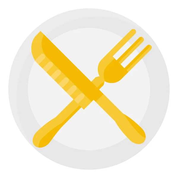 Dish Element Fork Icon Flat Style — Stock Vector