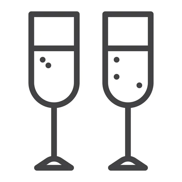 Šampaňské Brýle Strana Ikona — Stockový vektor