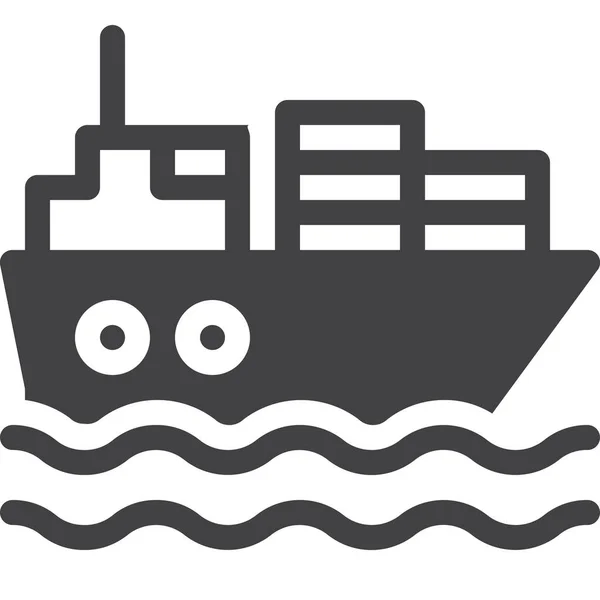 Ícone Transporte Navio Carga Estilo Sólido — Vetor de Stock