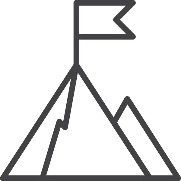 Прапор Досягнення Гірська Ікона Стилі Контур — стоковий вектор