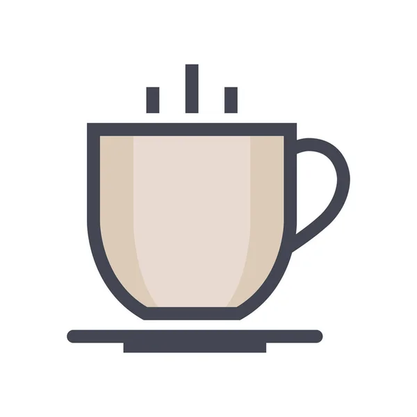 Bebida Desayuno Icono Café Estilo Contorno Lleno — Vector de stock