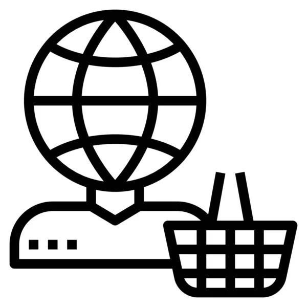 Globální Ikona Zákazníka Stylu Osnovy — Stockový vektor