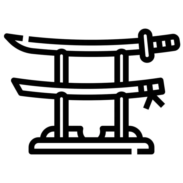 日本武士アイコンInアウトラインスタイル — ストックベクタ