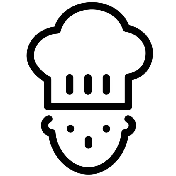 Chef Cuisinier Icône Cuisine Dans Style Contour — Image vectorielle