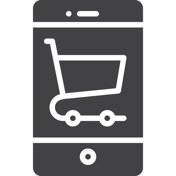 Smartphone Winkelwagen Pictogram — Stockvector