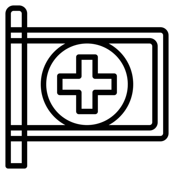 Иконка Флагом Клиники Стиле Outline — стоковый вектор