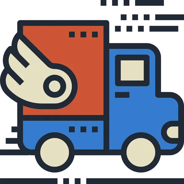 Ikona Szybkiego Transportu Wysyłki Stylu Wypełniony Zarys — Wektor stockowy