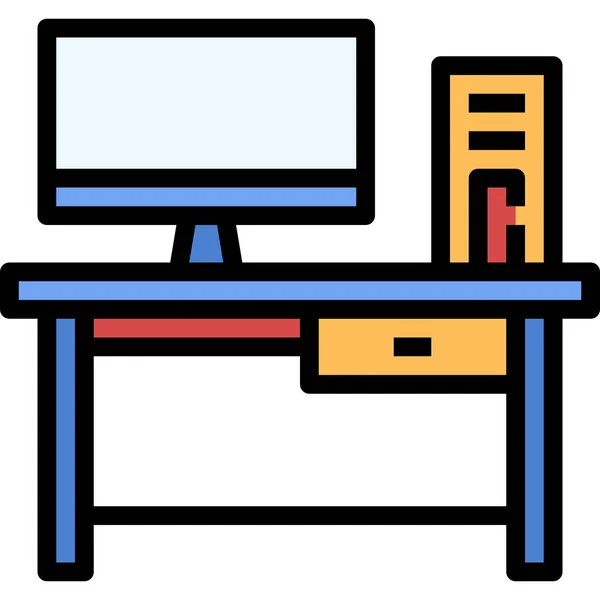 Computer Furniture Office Icon Filled Outline Style — Stock Vector