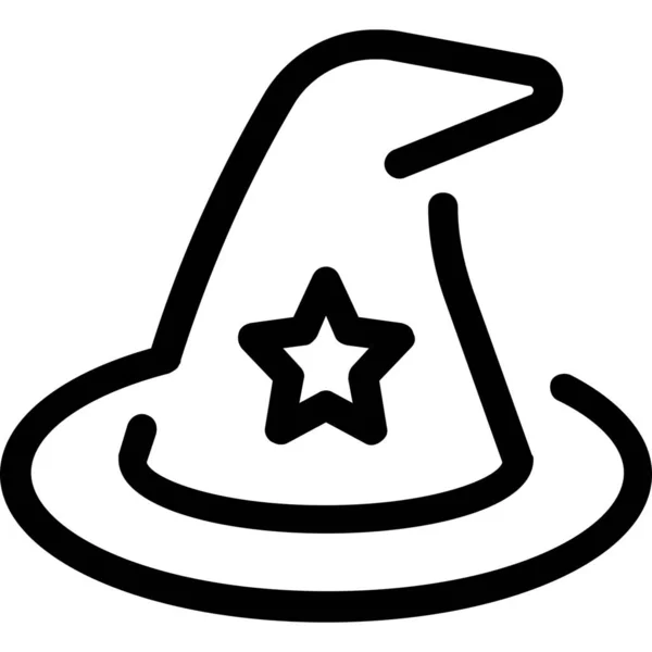 Märchenhafte Hut Zauberer Ikone Outline Stil — Stockvektor