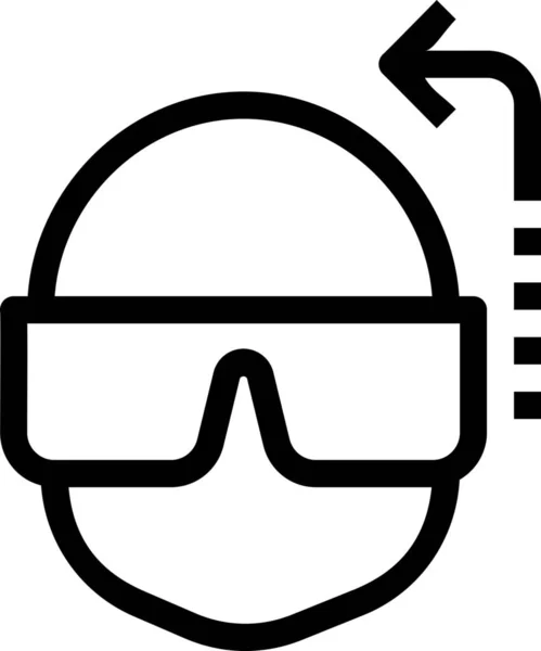 Icono Cabeza Gafas Comando Estilo Esquema — Vector de stock