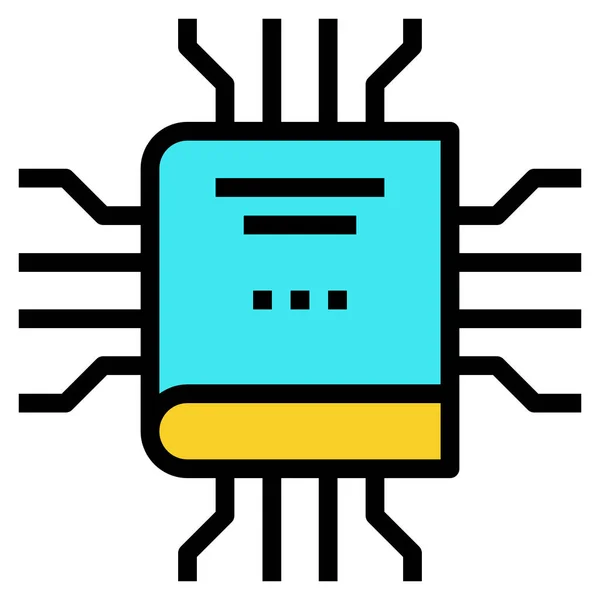 Book Cpu Learning Icon Filled Outline Style — 스톡 벡터