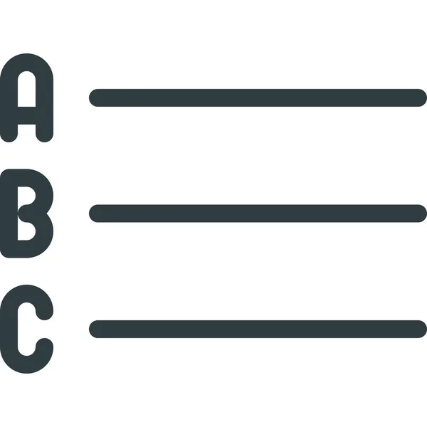 Значок Списка Alfabetical Alignment List Стиле Outline — стоковый вектор