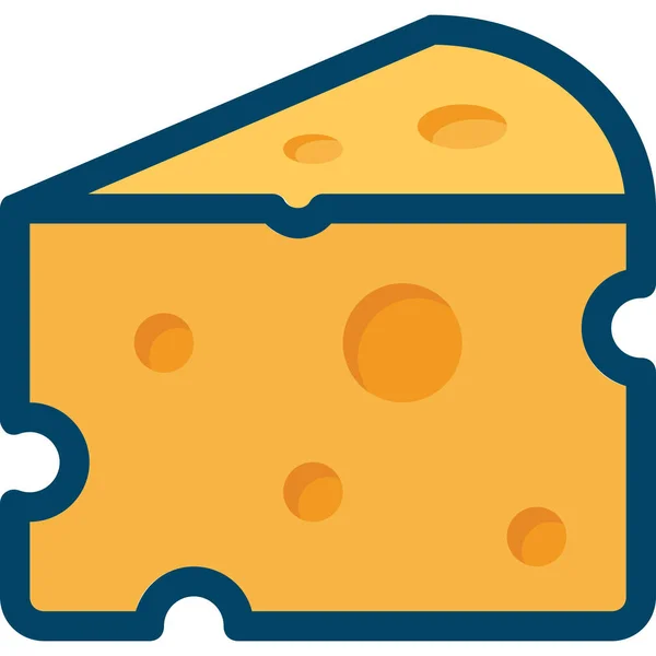 Τυρί Τρώνε Εικονίδιο Τροφίμων Γεμιστό Περίγραμμα Στυλ — Διανυσματικό Αρχείο