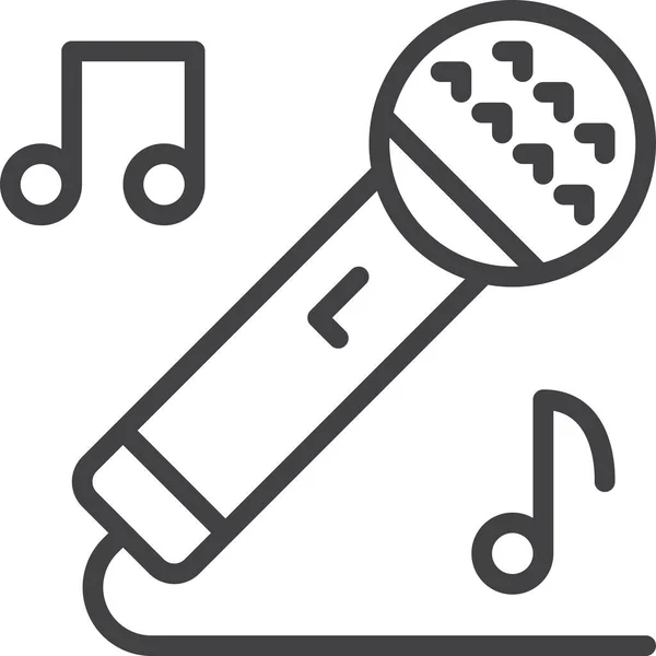 Karaoke Micrófono Icono Canto Estilo Outline — Archivo Imágenes Vectoriales