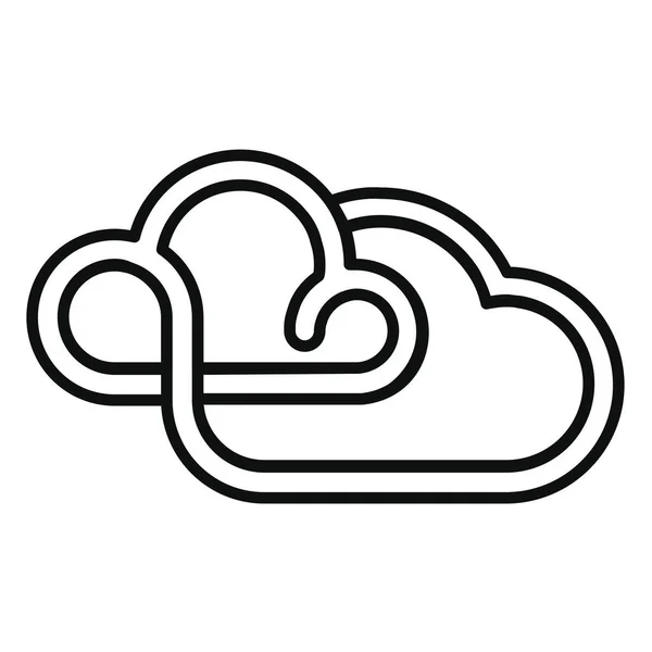 Nube Híbrida Nube Icono Privado Estilo Esquema — Archivo Imágenes Vectoriales