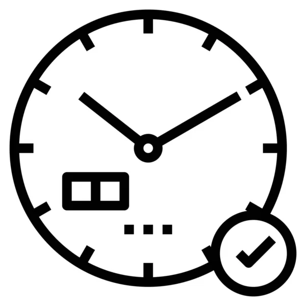 时间检查时钟图标在轮廓风格 — 图库矢量图片