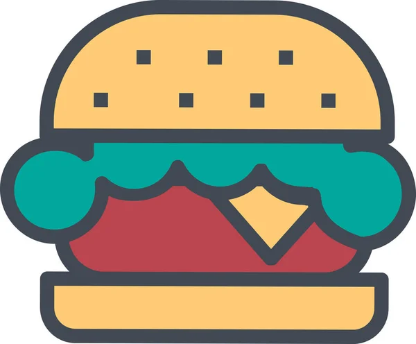 Nourriture Hamburger Restaurant Icône Dans Style Contour Rempli — Image vectorielle