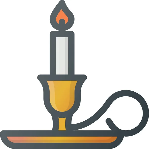 Candle Holder Old Icon Filled Outline Style — Stock Vector