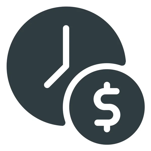 Icono Dinero Efectivo Reloj Estilo Sólido — Vector de stock