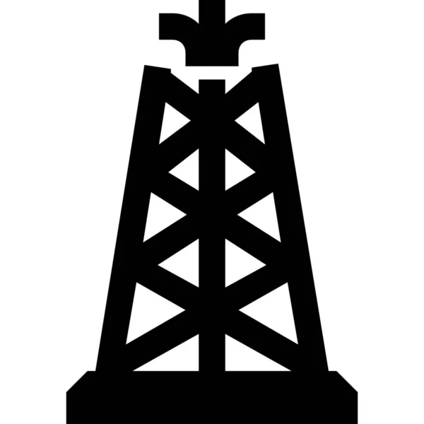 Иконка Нефтяного Насоса Деррик Твердом Стиле — стоковый вектор