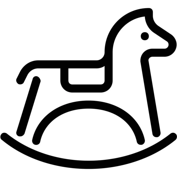 Ikona Dětského Koně Stylu Osnovy — Stockový vektor