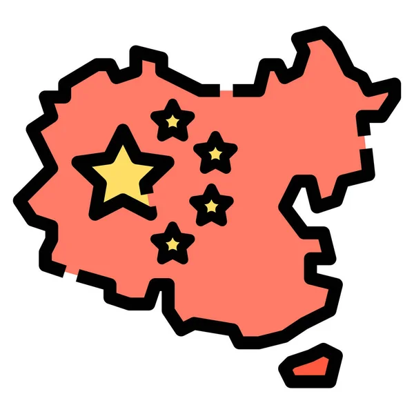中国の国の文化のアイコンを記入アウトラインスタイル — ストックベクタ