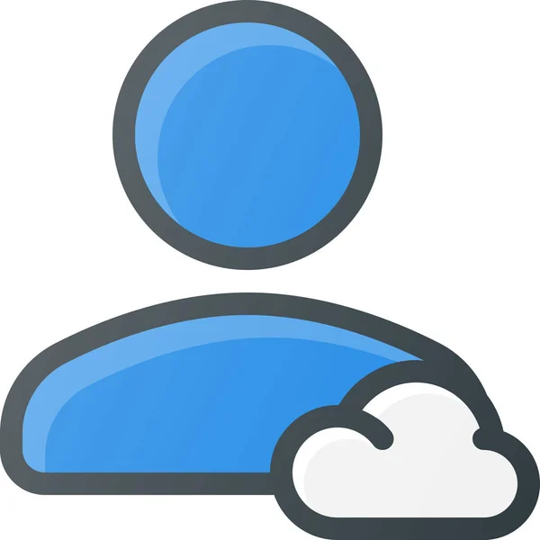 Cloud People Icône Utilisateur Dans Style Contour Rempli — Image vectorielle