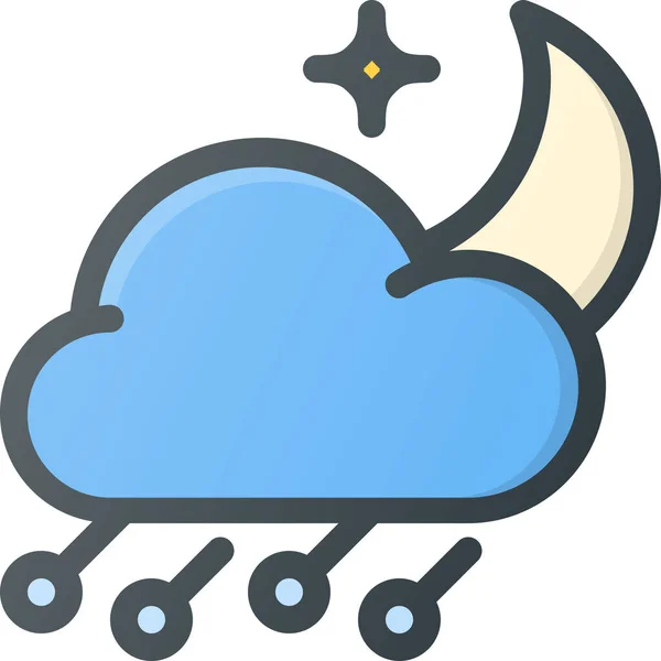 Forcast Hailstorm Night Icon Estilo Contorno Relleno — Vector de stock