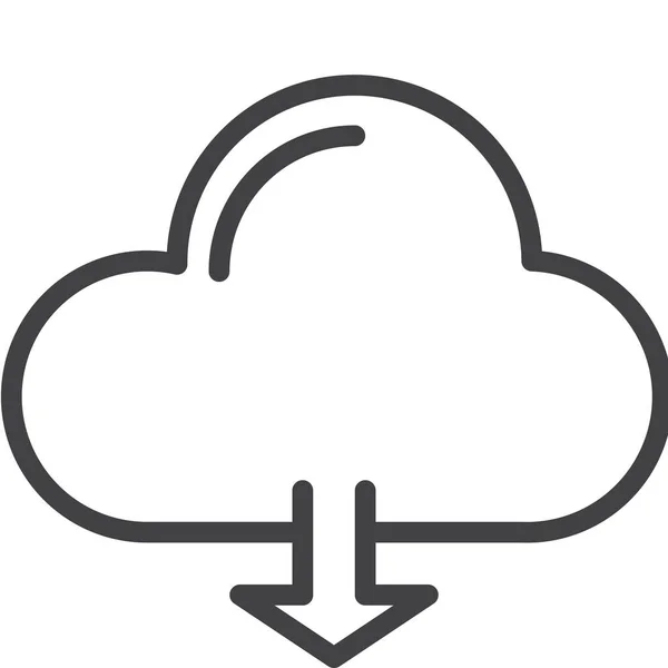 Cloud Data Download Icoon Grote Lijnen — Stockvector