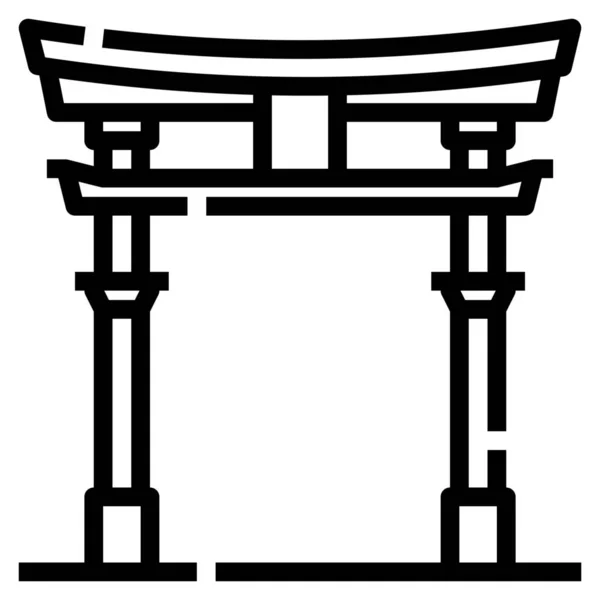 Architekturkulturen Japanische Ikone Outline Stil — Stockvektor