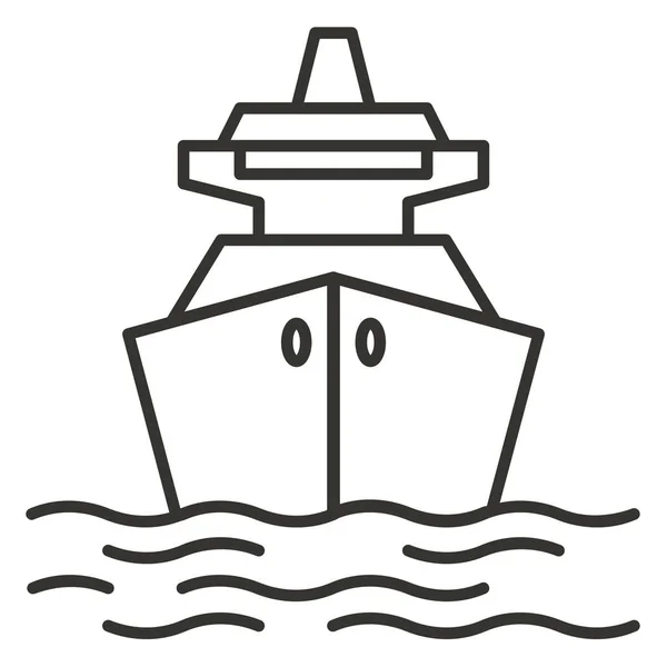 Barca Mare Nave Icona Stile Contorno — Vettoriale Stock