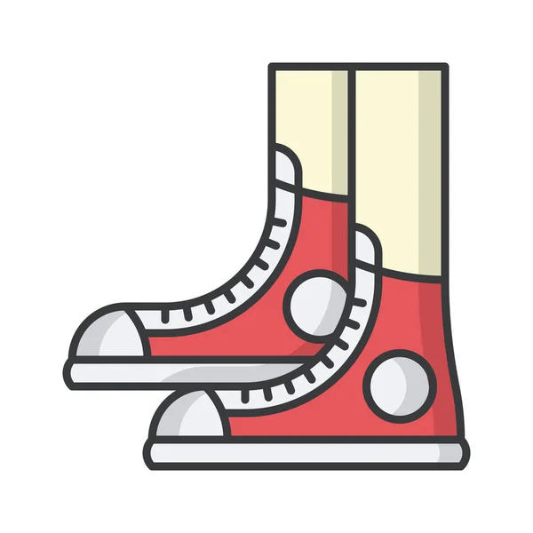 Fashion Footwear Keds Icon Filled Outline Style — Stock Vector
