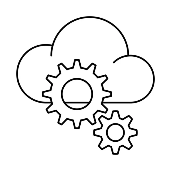 Icône Configuration Cloud Computing Dans Style Contour — Image vectorielle