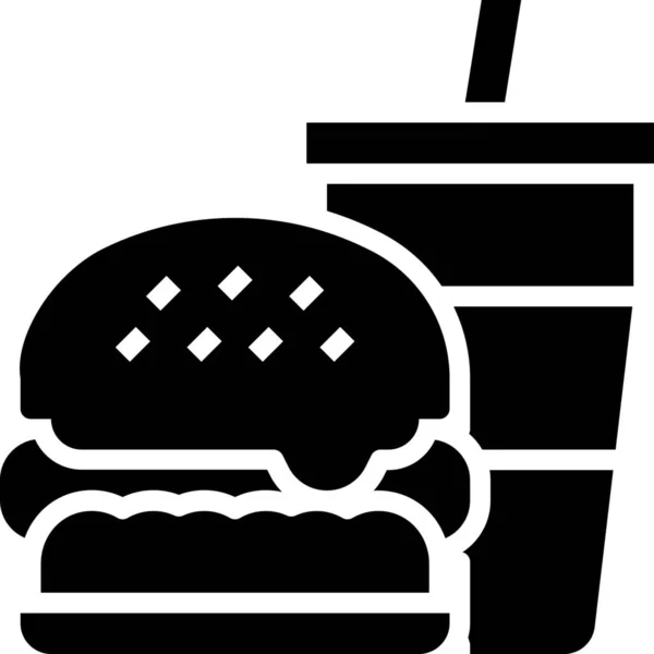 Burger Drink Fast Icon Solid Style — Stock Vector