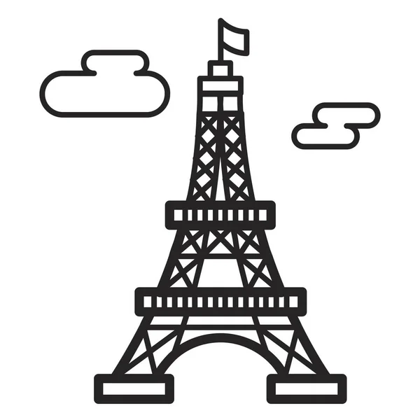 Eiffel Franciaország Párizs Ikon Körvonalazott Stílusban — Stock Vector